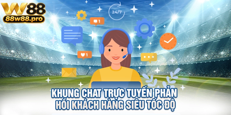 Hướng Dẫn Các Phương Thức Liên Hệ W88 Nhanh Chóng 2 Khung chat trực tuyến phản hồi khách hàng siêu tốc độ